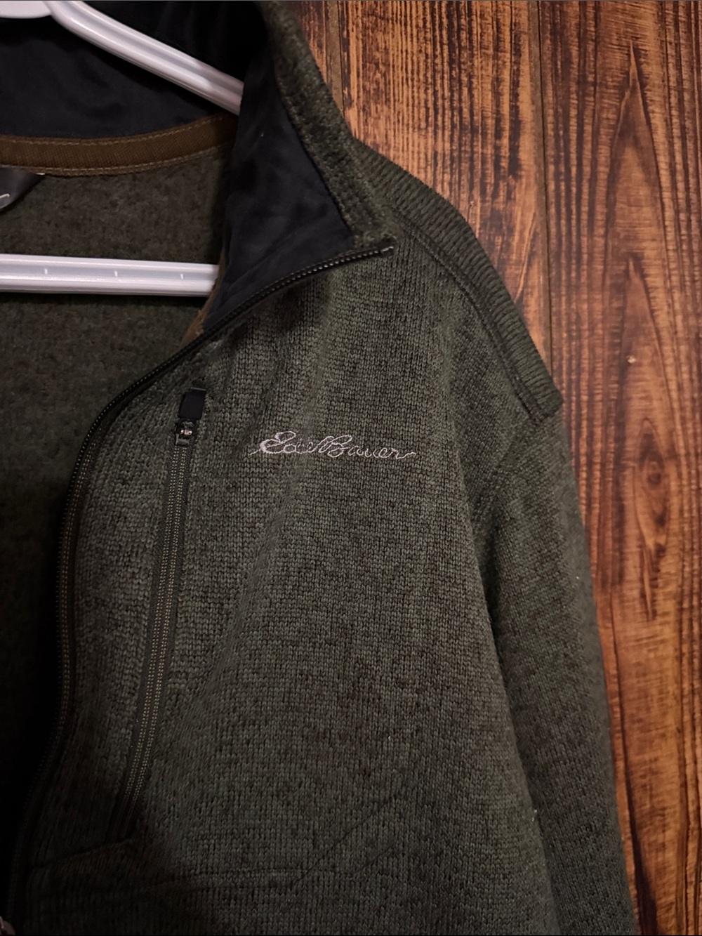 Eddie Bauer Dark Olive Green Half-Zip Fleece Pullover - Picture 3 of 9